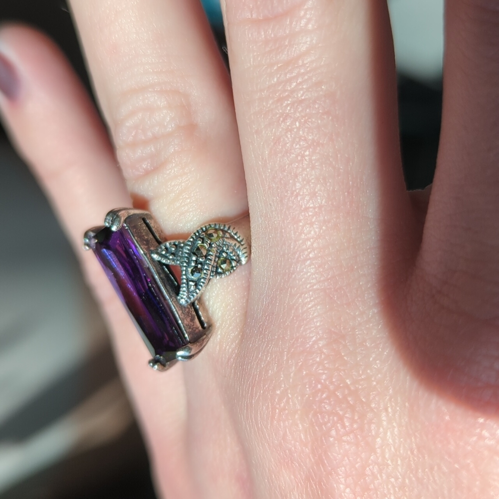 Amethyst and sterling silver ring - Picture 2 of 6